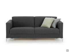 Damian sofa bed covered in Kaito delavé linen and cotton, colour 04 dark grey anthracite