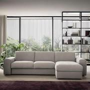 Emery wide arms sofa bed in a linear model, also with chaise longue with optional storage box