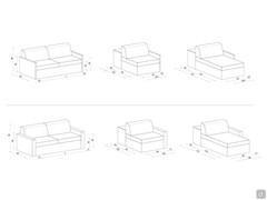 Holdem sofa bed: linear 2-seater; additional seat for 3-seater sofa; peninsula