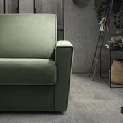 Detail of the trapezoidal shaped sofa bed's arms