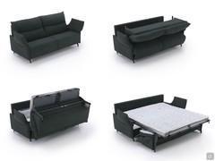 The opening sequence of the Brera sofa bed by means of the rotation of the backrest