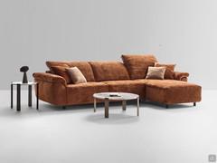 Florence sofa bed with reclining backrest and chaise longue, here proposed with 28 cm armrest