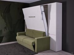 Opening the Poker hide-a-bed (one of several models compatible with the Holdem sofa), with the sofa starting its forward movement to allow the mattress to be lowered