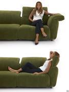 Proportions and seating ergonomics on the Nevis sofa with raised or lowered backrest and armrest