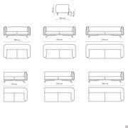 Sofa Saddle by Bonaldo - Linear and end panel models and measurements