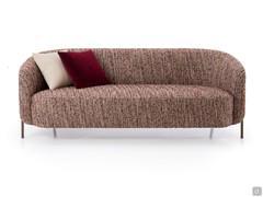 Linear 2-seater sofa Bailey with single seat and two-tone upholstery in leather and patterned fabric