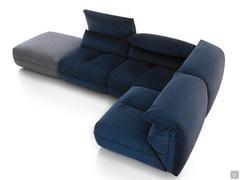 Monterey modular sofa with reclining backrests in a corner composition with pouf with contrasting upholstery