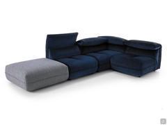 Corner composition of the Monterey sofa with pouf placed next to it as a panoramic element