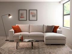 Modern sofa with chaise longue Hyeres with soft but compact cushions