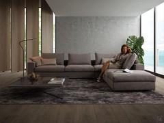 Modern feather sofa Hyeres convenient and comfortable in the corner version with end ottoman