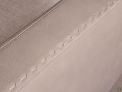 Detail of the stitching on the leather upholstery of the Roger sofa