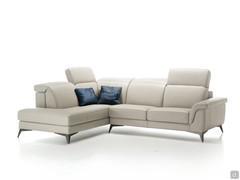 Newport meridienne corner sofa in white leather with comfortable reclining head-rests