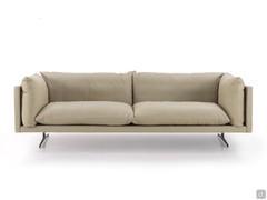 Clay-coloured Seta leather Aker sofa with high metal feet