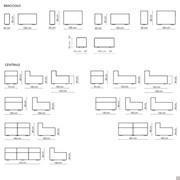 Diagrams and measurements of the Peanut B sectional sofa