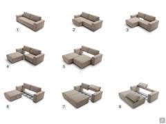 Sequence of seat removal: the seats can be totally removed facilitating cleaning without having to move the entire sofa