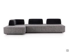 Sofa with chaise longue element Prisma cm 315 p.150 with two-tone upholstery in Nobu 17 fabric and Azimut 801 velvet