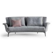 Frontal view of Lovy sofa by Bonaldo in the model with tall back