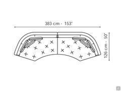 Possible compositions for the Lovy sofa, obtained by combining two meridienne elements