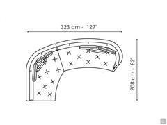 Possible composition for the Lovy sofa, obtained by combining an end element with a meridienne element