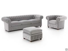 Chester living area with sofa, armchair and square ottoman