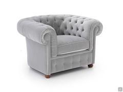 Chester armchair with button tufted decoration and velvet cover