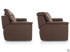 Side view of Vulcano sofa, with reclining headrests movable by hand or through remote control in the electric version