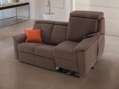 Vulcano relax sofa with recliner and riser system, in Joint 405 fabric, completely removable cover