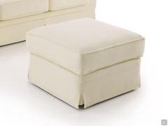 Pouf coordinated to Levante classic sofa, with the same flounce on the perimeter