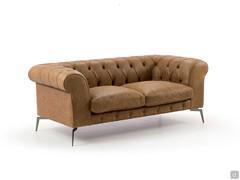 Bellagio tufted sofa in Retrò leather 301 caramel