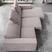 Kimi sofa with chaise longue and sliding seats, extendable up to 35 cm