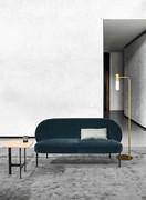 Contemporary upholstered loveseat Rakel with metal legs and velvet seat