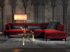 Goya sofa in velvet with chaise longue