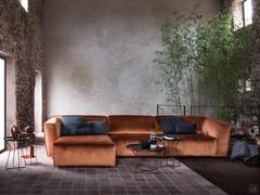 Elegant sofa with 354 cm Davos chaise longue upholstered in velvet