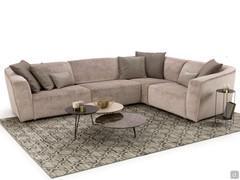 Davos corner sofa upholstered in Vegas viscose velvet pink color