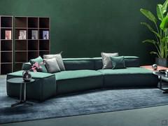 Peanut BX sectional sofa with peninsula by Bonaldo upholstered in fabric. For a more classic and formal look, each element can be upholstered in leather