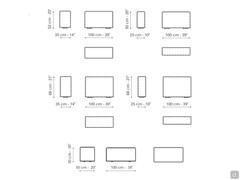 Peanut BX sectional sofa with peninsula by Bonaldo - Diagrams and measurements of armrests