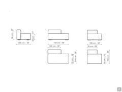 Peanut BX sectional sofa with peninsula by Bonaldo - Diagrams and measurements of peninsulas with backrest