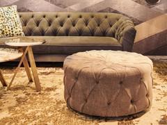 Yale round pouffe with the Yale sofa