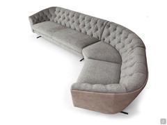 Yale modern chesterfield sofa with two-tone upholstery in leather and fabric