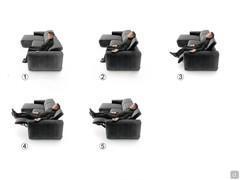 Sequence of the various stages of opening the electric mechanism for seat and back operated by remote control