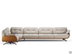 Belfast corner sofa in two different materials - Seta leather and fabric