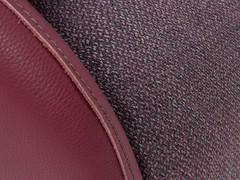 Detail of the two-tone cover in leather and Valentino fabric