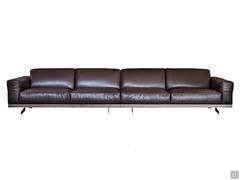 Raymond linear sofa with four seats (two terminal elements side by side), with high chromed metal feet