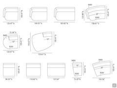 Available modularity for the side elements, panoramic side units and central ones