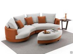 Messico curved two-tone sofa in stain-resistant fabric Aquaclean Carabu