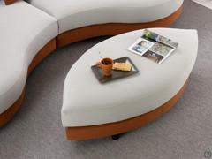 Detail of the two-tone shaped ottoman with coordinated 4-seater sofa Messico