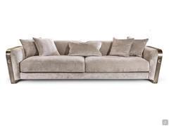 Luxury sofa with cushions Voyage by Cantori upholstered in velvet, leatherette or leather