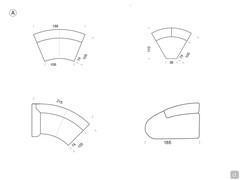 Preston Round sofa dimensional diagram: A) single elements