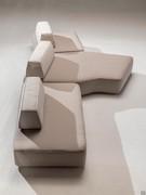 Prisma Rock modular shaped sofa consisting of two linear elements and a central chaise longue