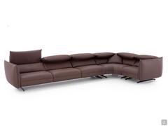 Corner sofa Exeter with adjustable headrest in Willow faux-leather